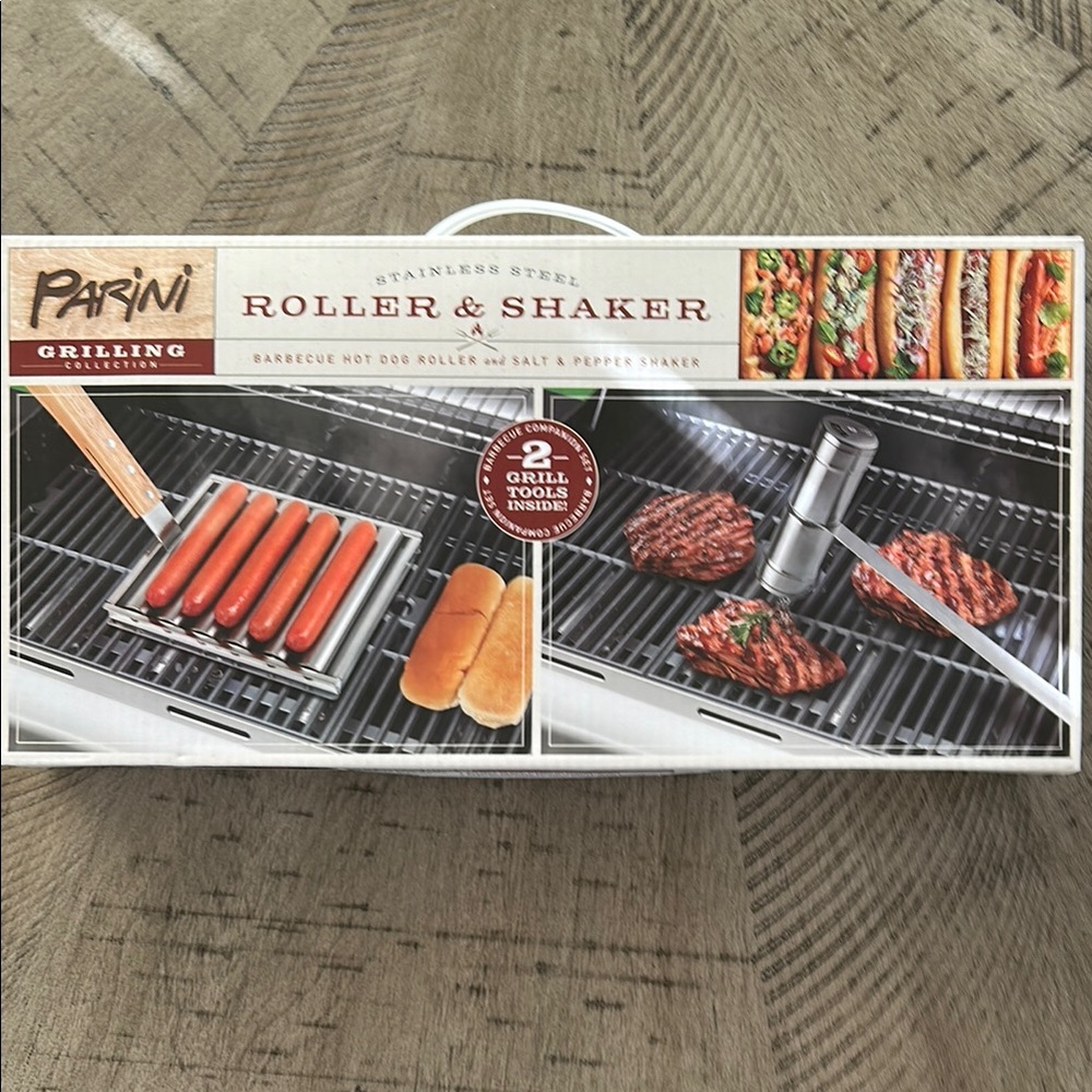 Stainless Steel BBQ Roller & Shaker Set - Silver